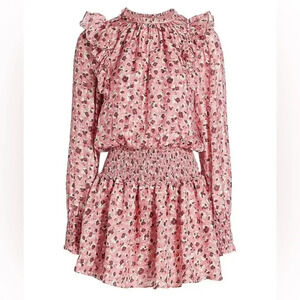 Ramy Brook Penelope Ruffled Silk Blend Dress - Size S - Flico (Pink) - NWT